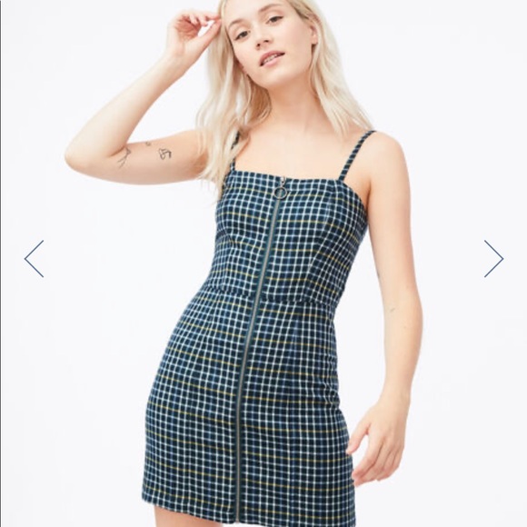 Aeropostale Aruba Teal Blue Plaid ZIP Front Dress Sleeveless Straps Size Medium - Picture 1 of 12